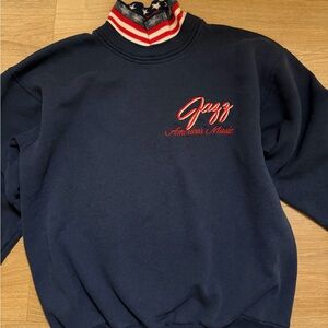 Vintage Hanes Navy Blue Crewneck Sweater with Jazz Design